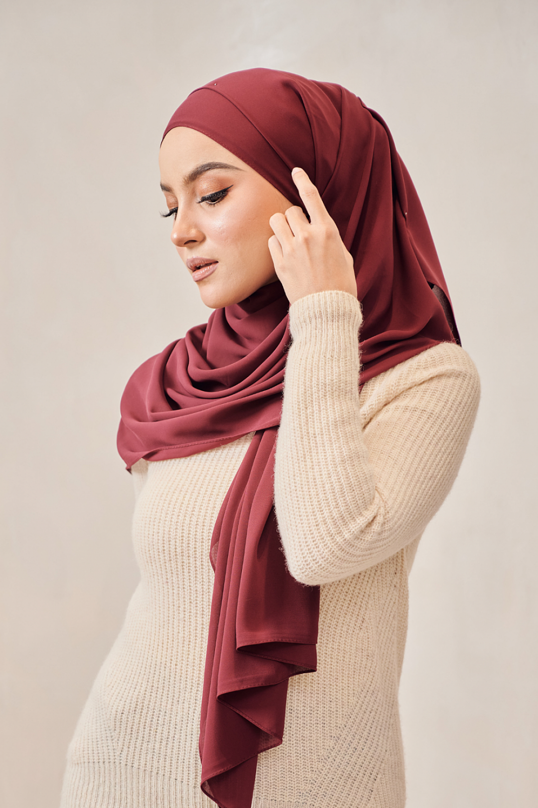 Fluff Chiffon Shawl - Maroon