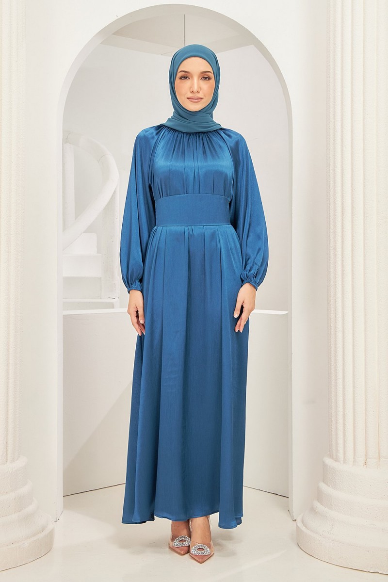 Vasia Abaya Dress in Teal Blue