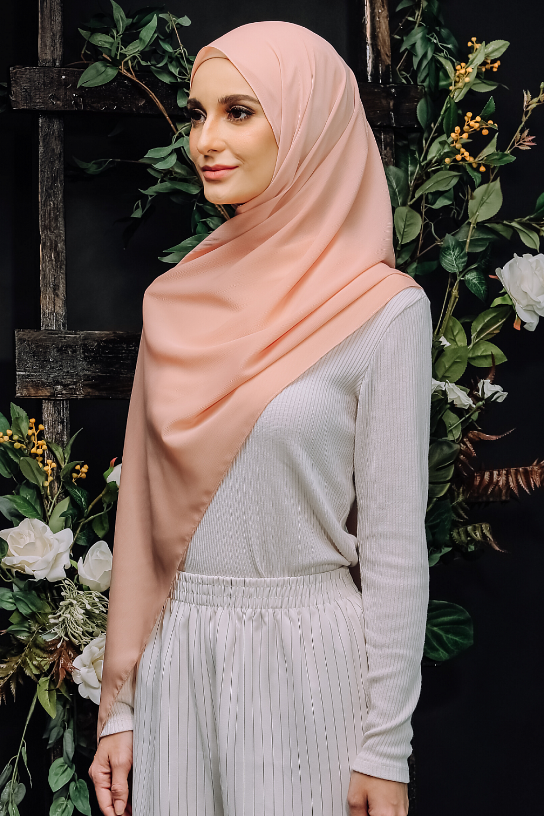 Lush Chiffon Shawl - Coral Peach