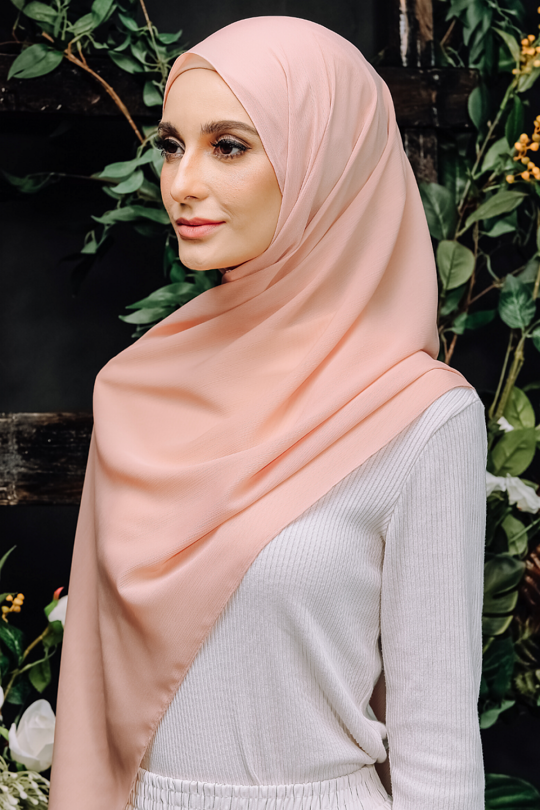 Lush Chiffon Shawl - Coral Peach