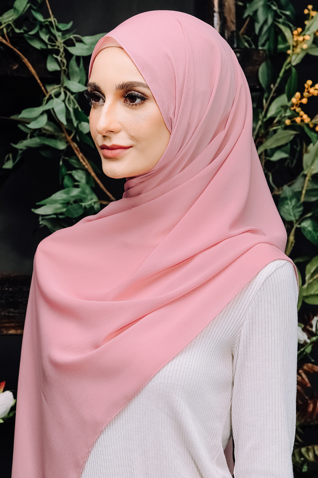 Lush Chiffon Shawl - Coral Pink