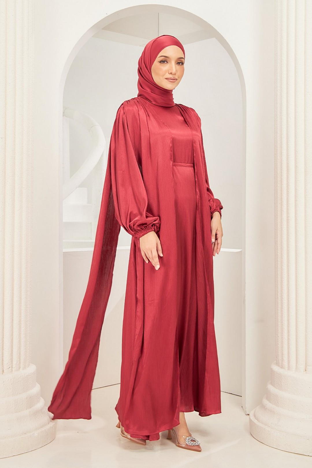 Ophelia Abaya Dress in Scarlet Red