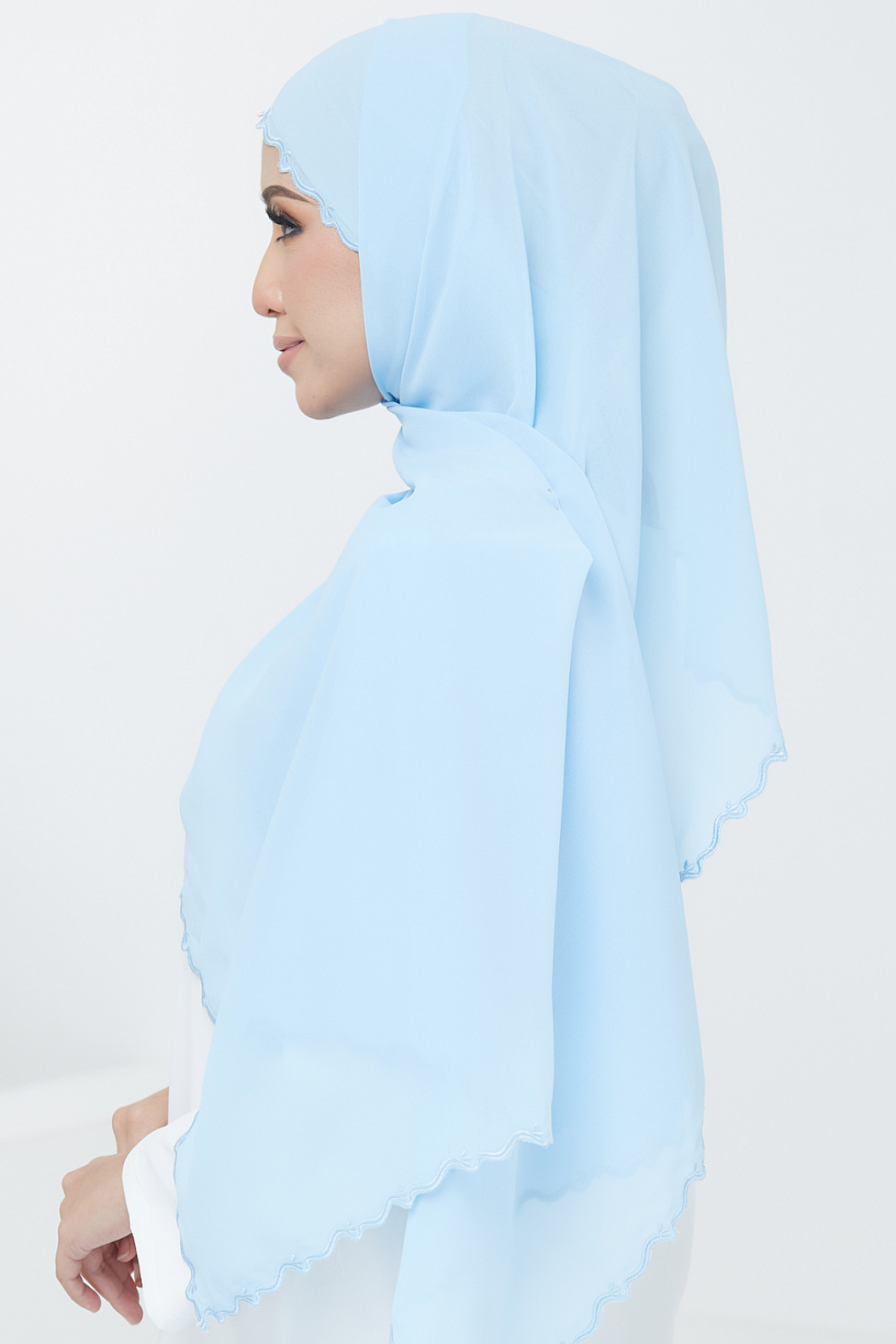 Vine Embroidery Shawl - Maya Blue