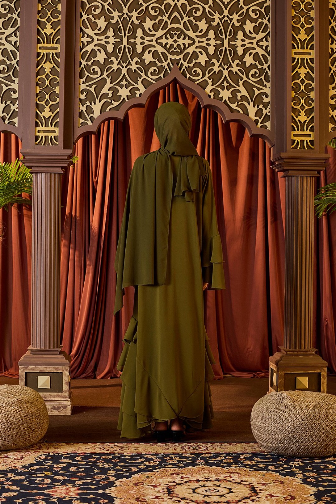 Sofeeya Abaya Cardigan in Olive Green