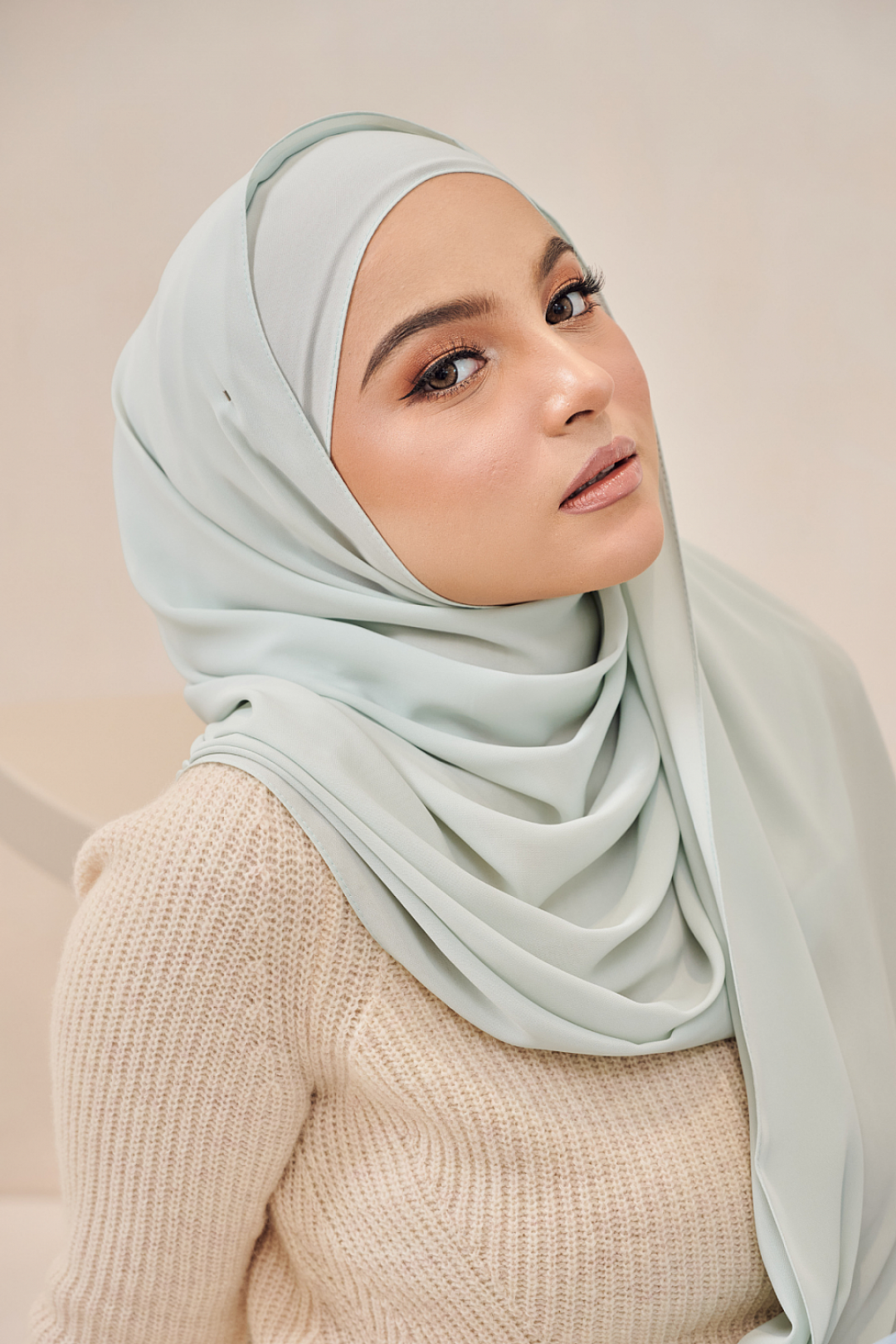Fluff Chiffon Shawl - Mint Green