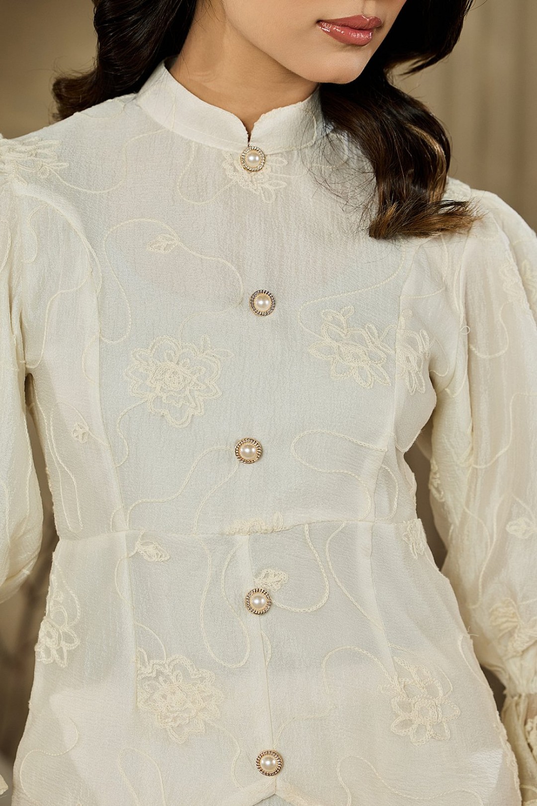 Lilia Mini Kurung in Cream
