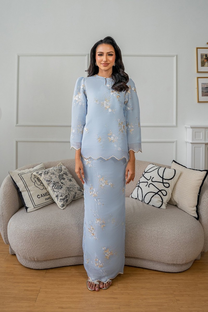 Ateera Mini Kurung in Baby Blue