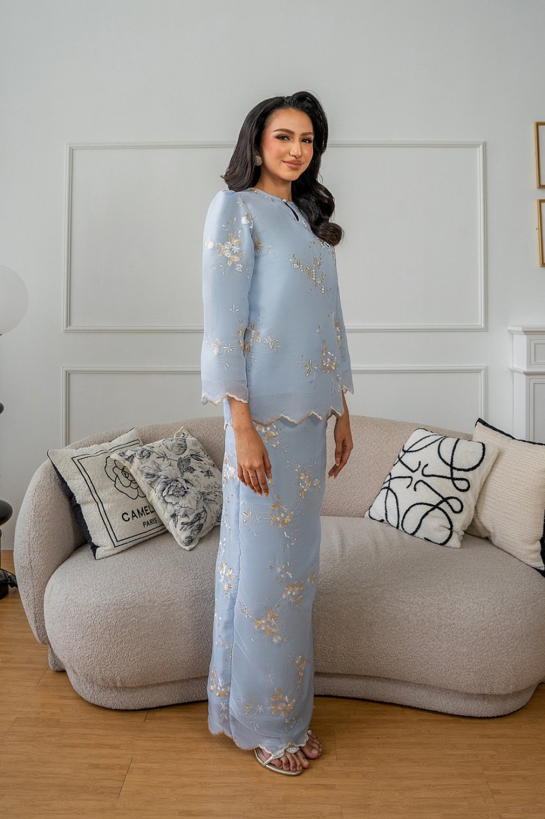 Ateera Mini Kurung in Baby Blue