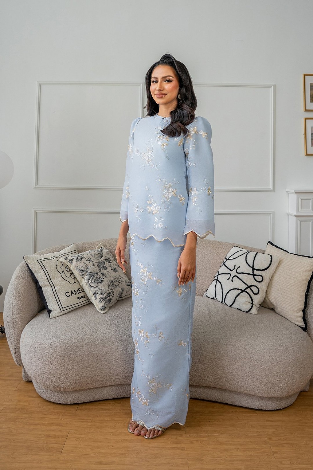 Ateera Mini Kurung in Baby Blue