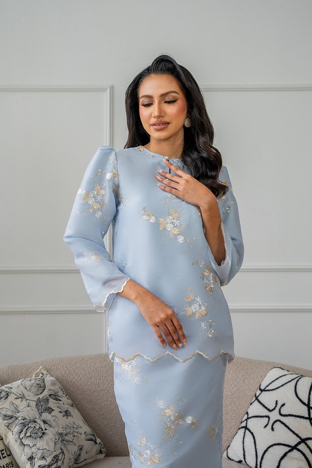 Ateera Mini Kurung in Baby Blue