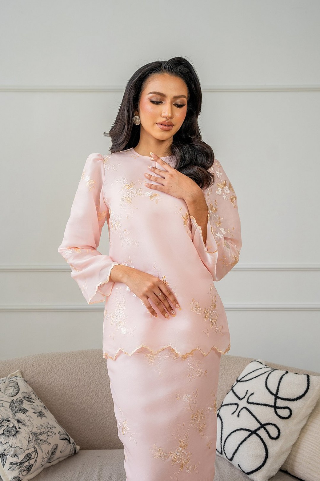Ateera Mini Kurung in Peach