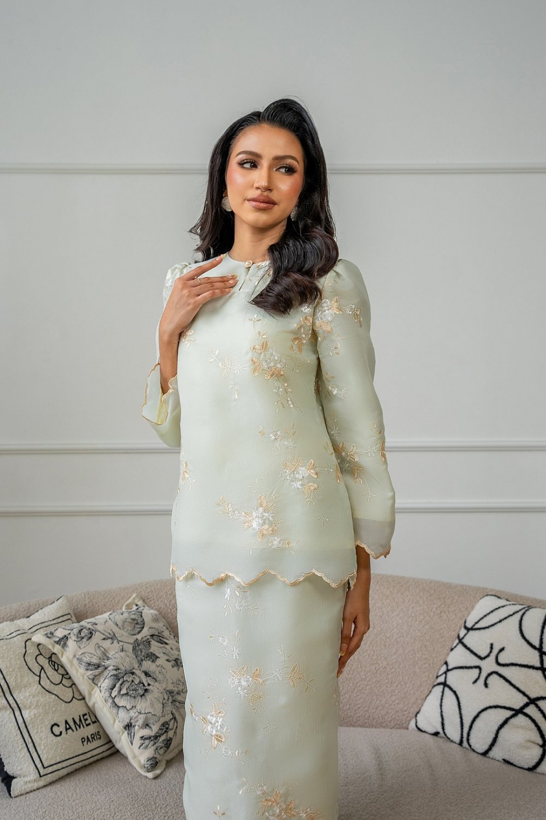 Ateera Mini Kurung in Sage Green
