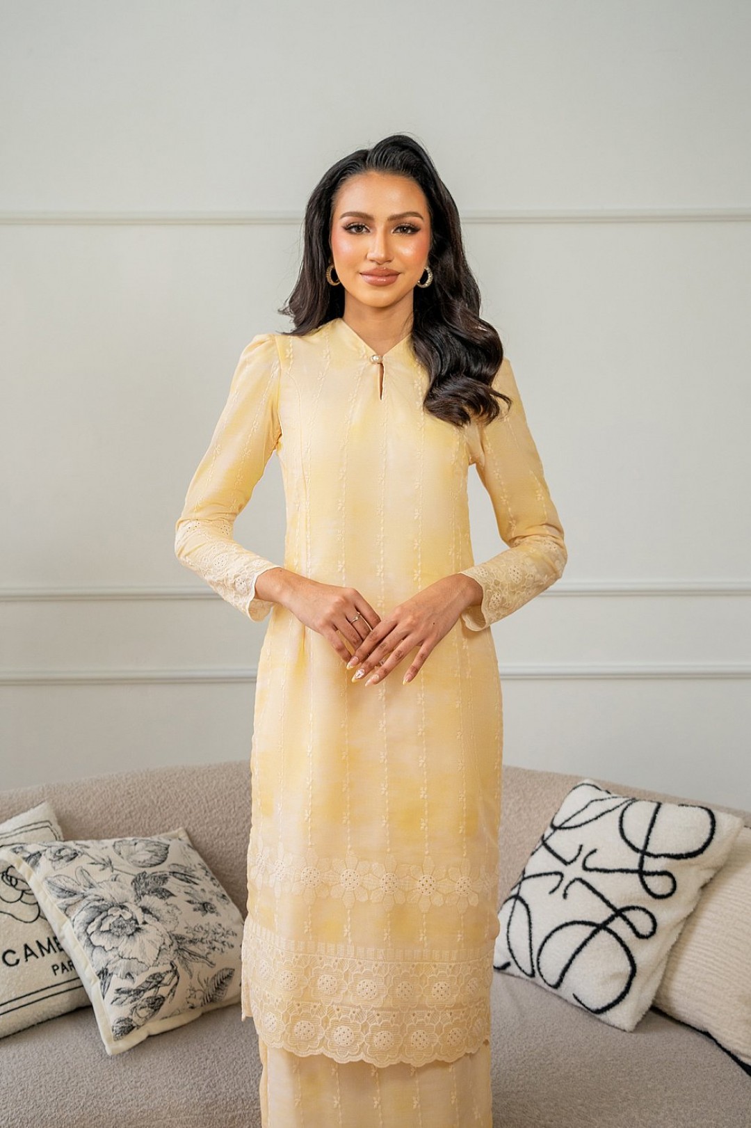 Elini Kurung in Soft Yellow