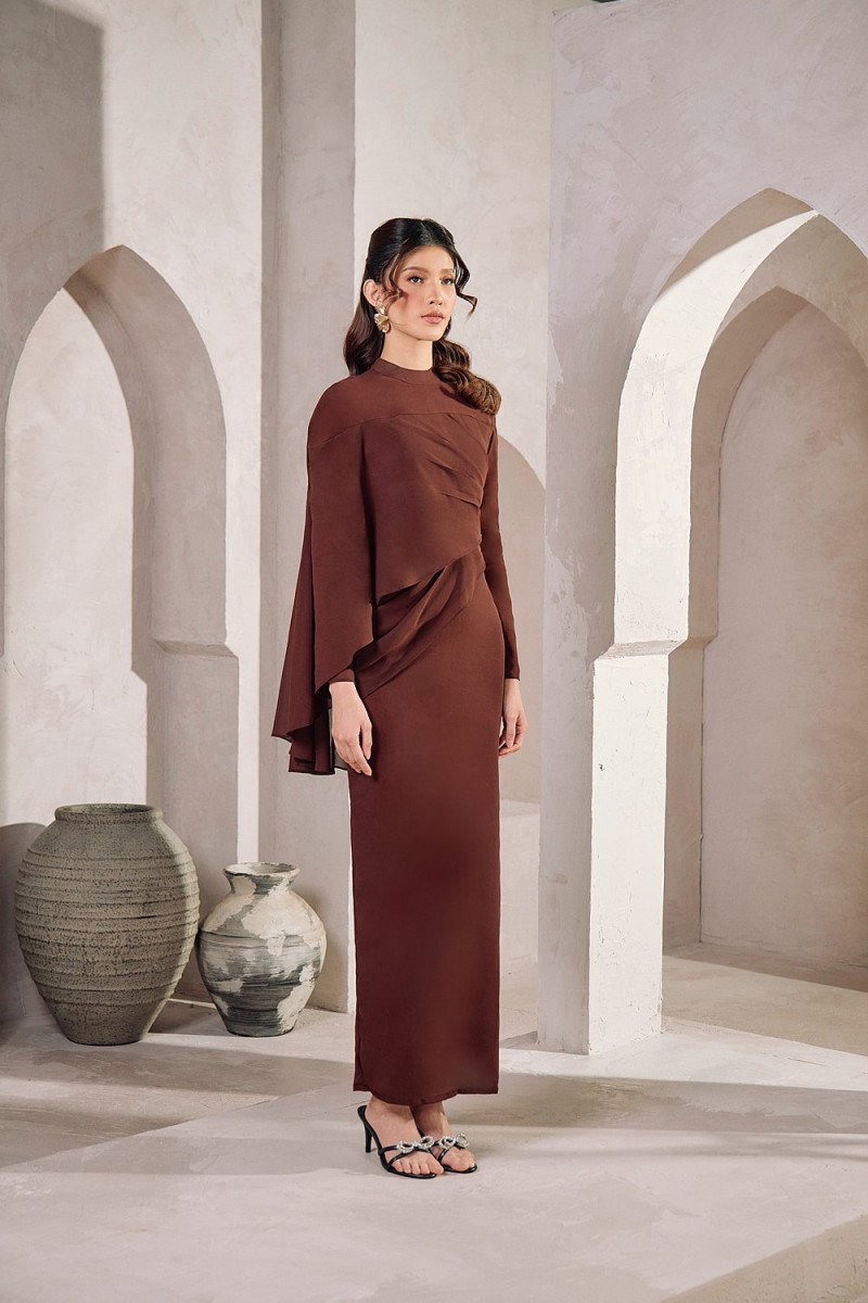 Helena Dress in Rich Brown