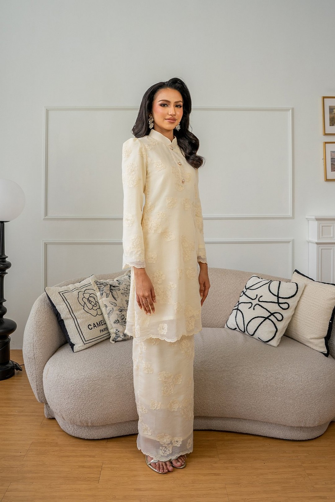 Millie Kurung Pahang in Soft Yellow