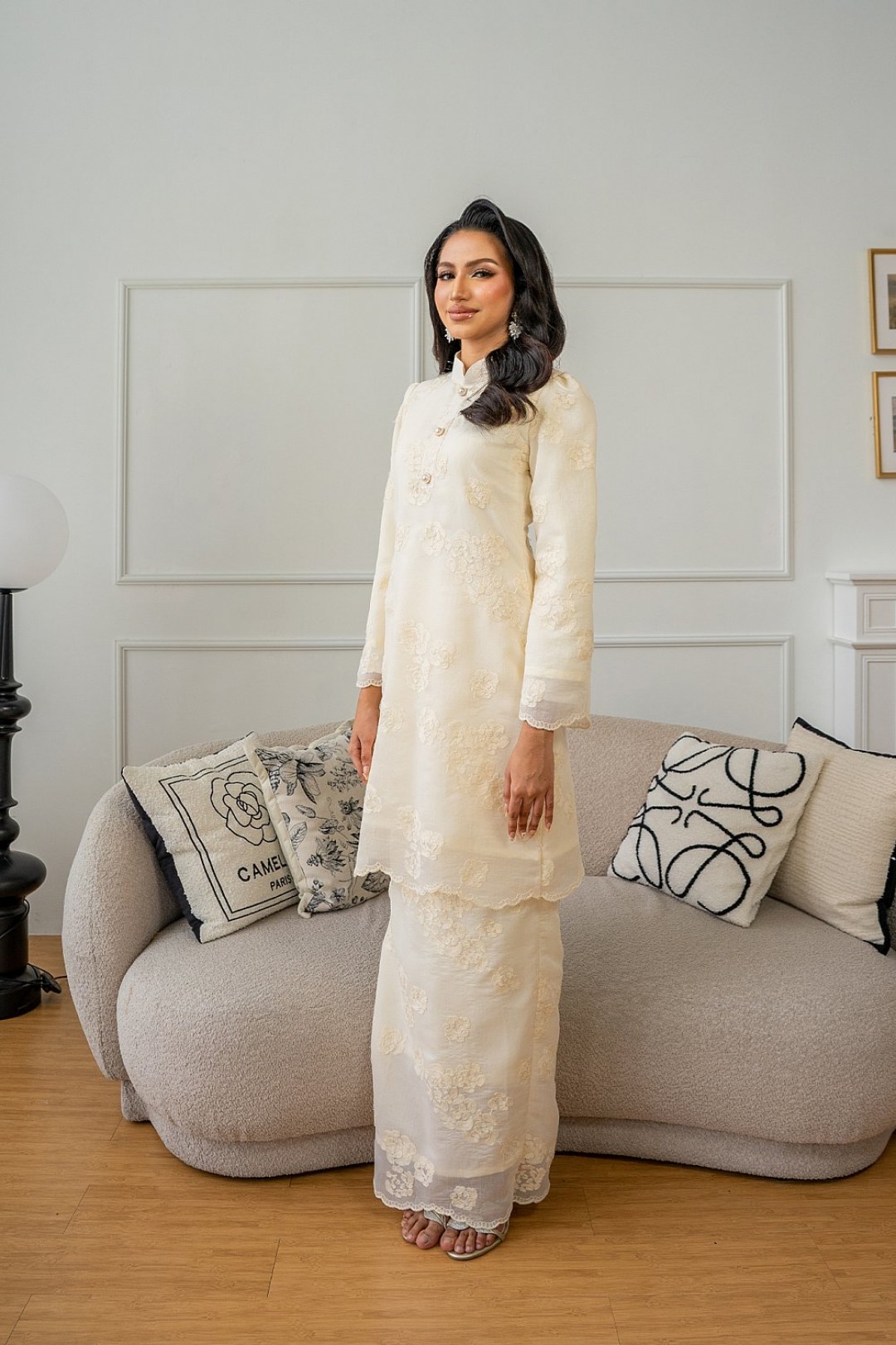 Millie Kurung Pahang in Soft Yellow