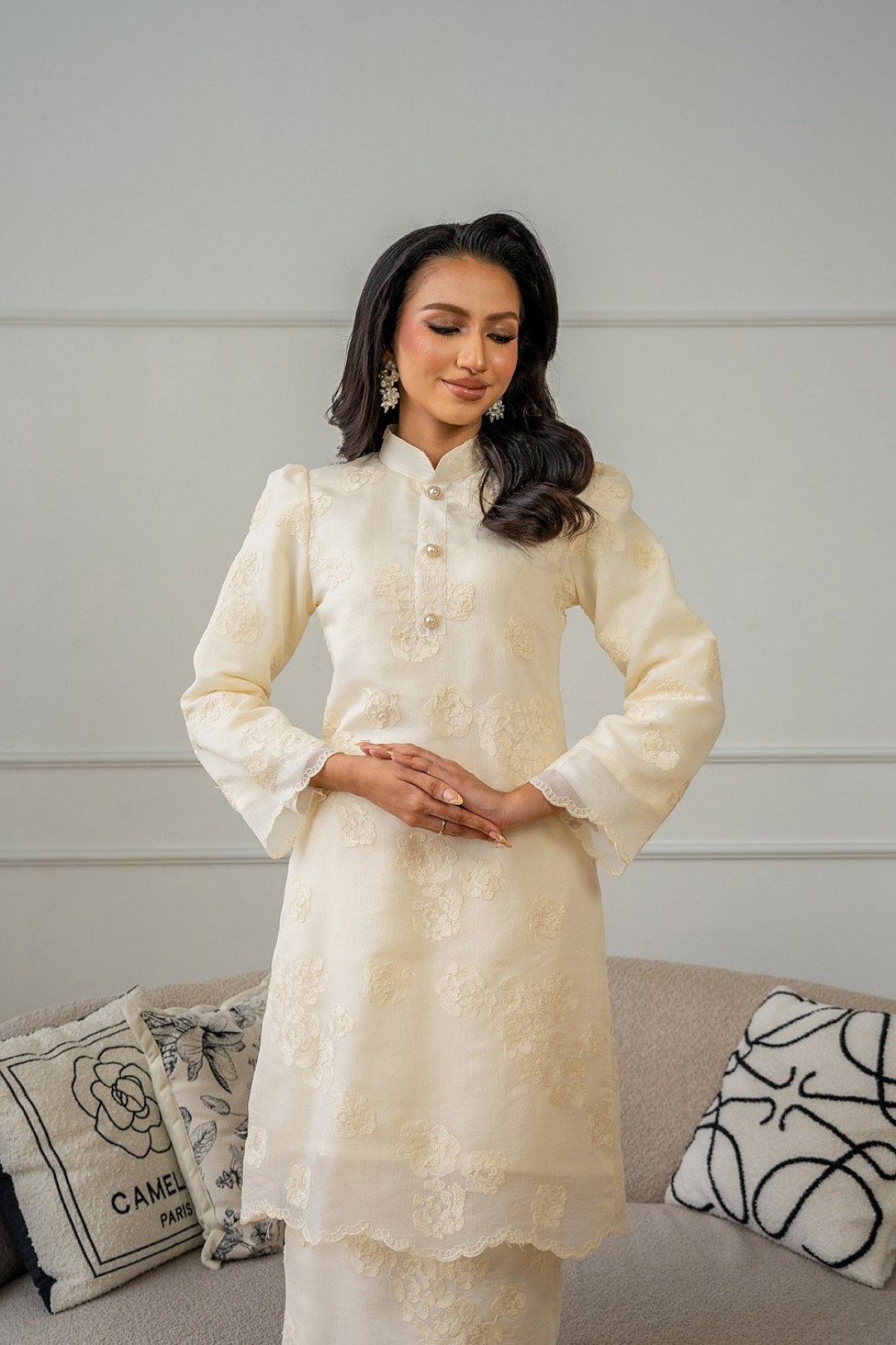 Millie Kurung Pahang in Soft Yellow