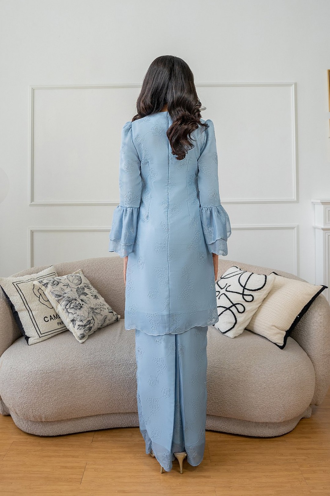 Vienna Kurung Pahang in Baby Blue