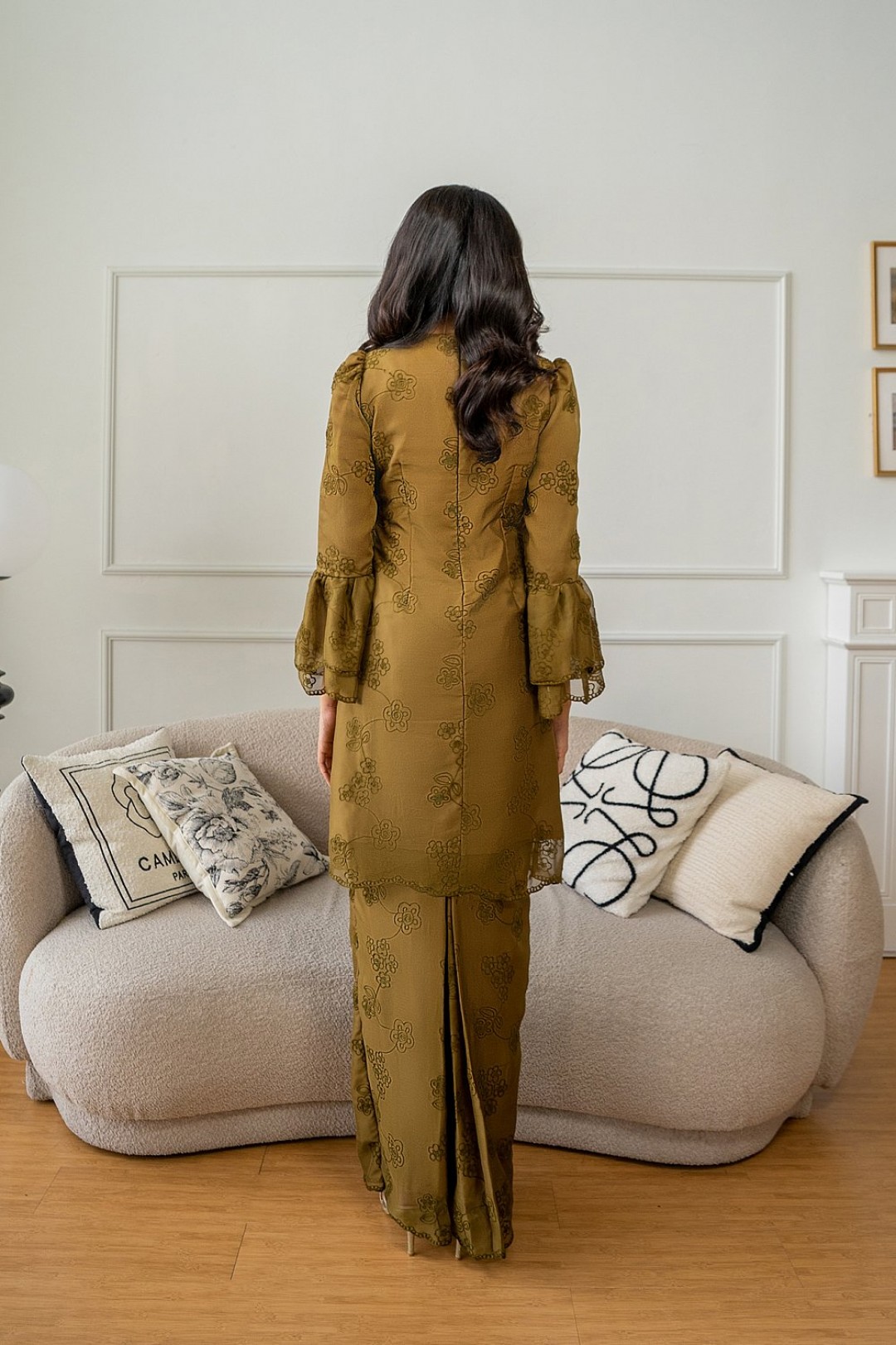Vienna Kurung Pahang in Olive Green