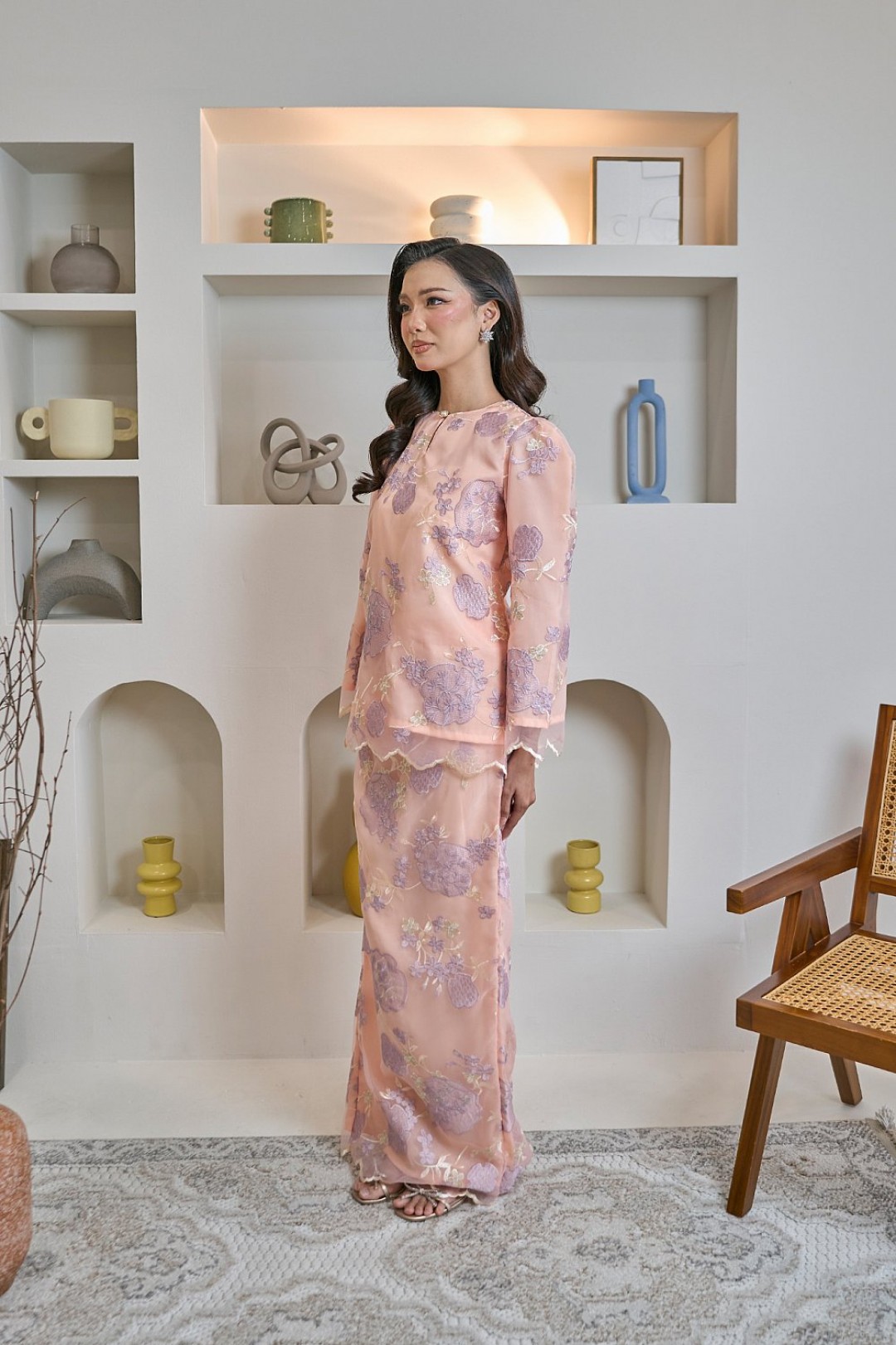 Juwita Mini Kurung in Peach