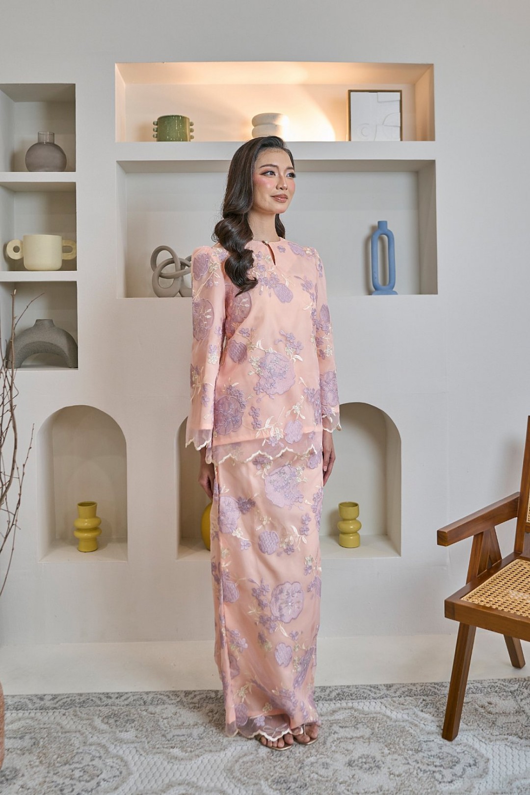 Juwita Mini Kurung in Peach