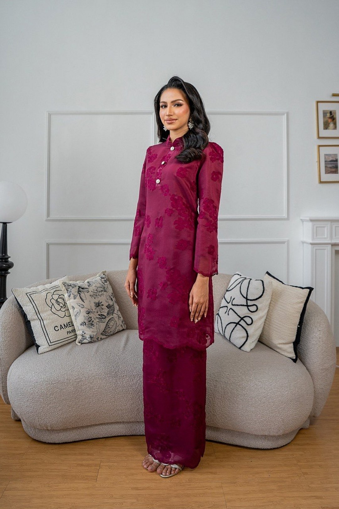 Millie Kurung Pahang in Maroon