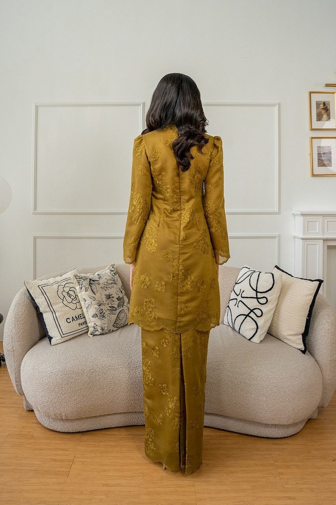 Millie Kurung Pahang in Olive Green