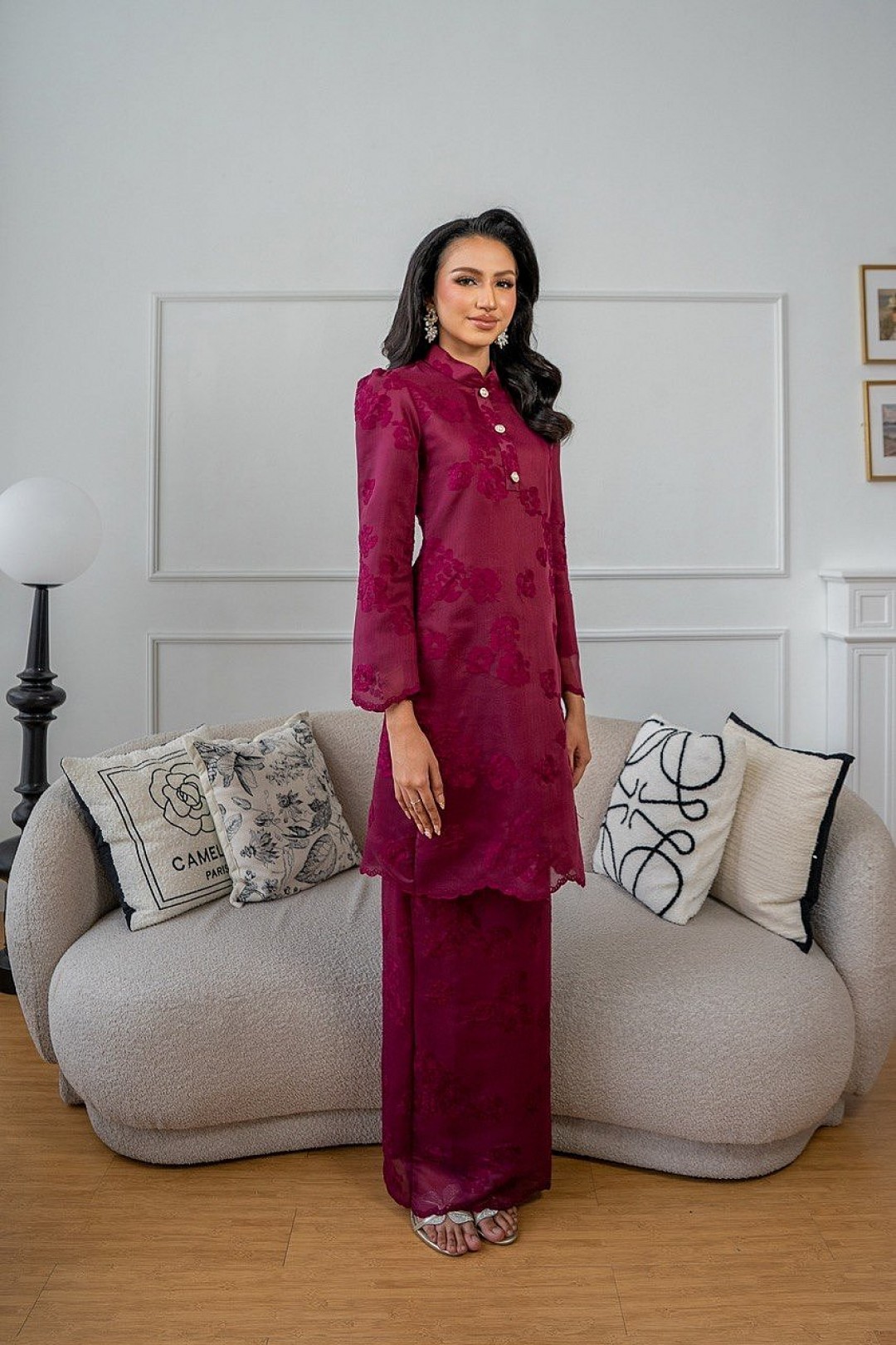 Millie Kurung Pahang in Maroon