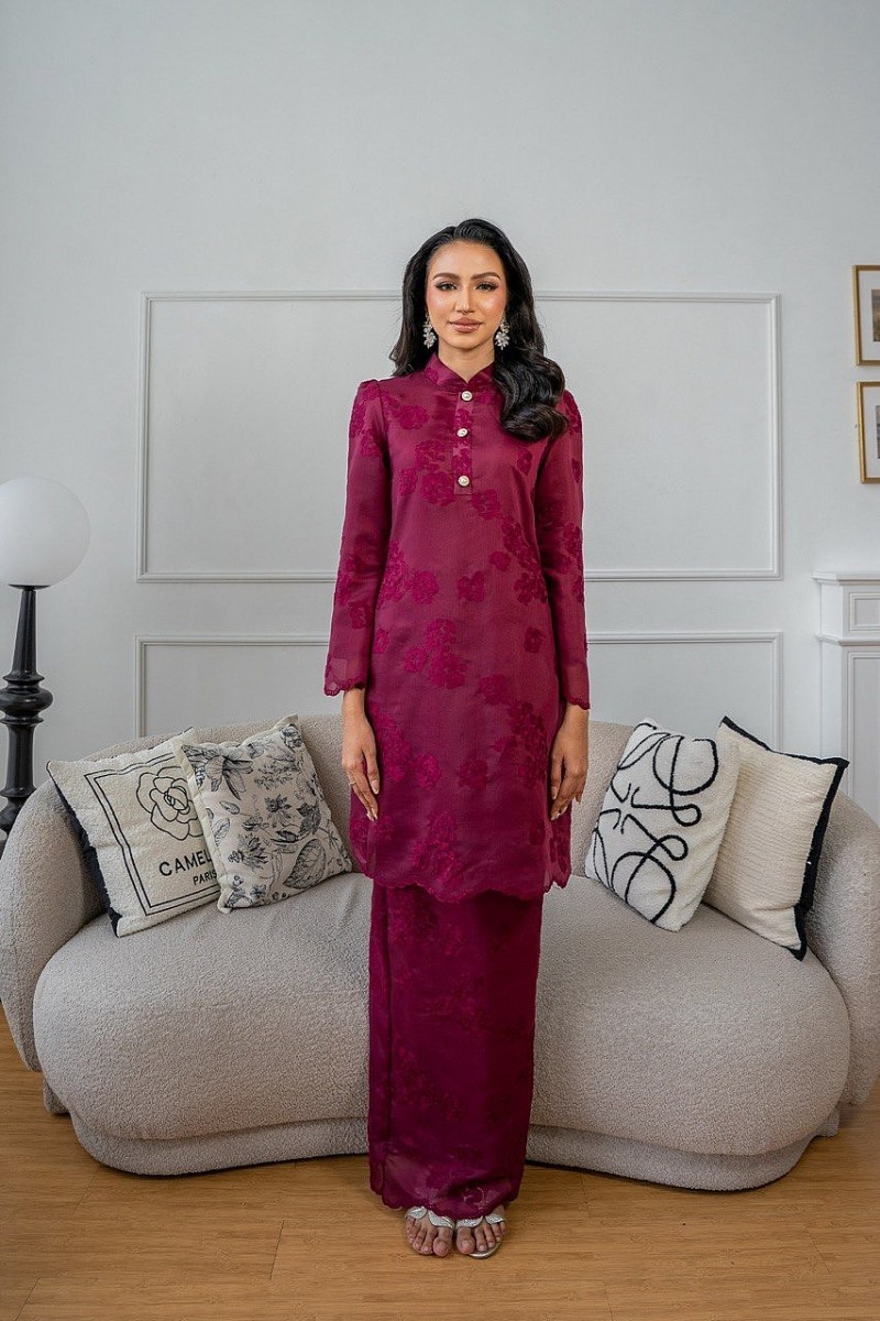Millie Kurung Pahang in Maroon