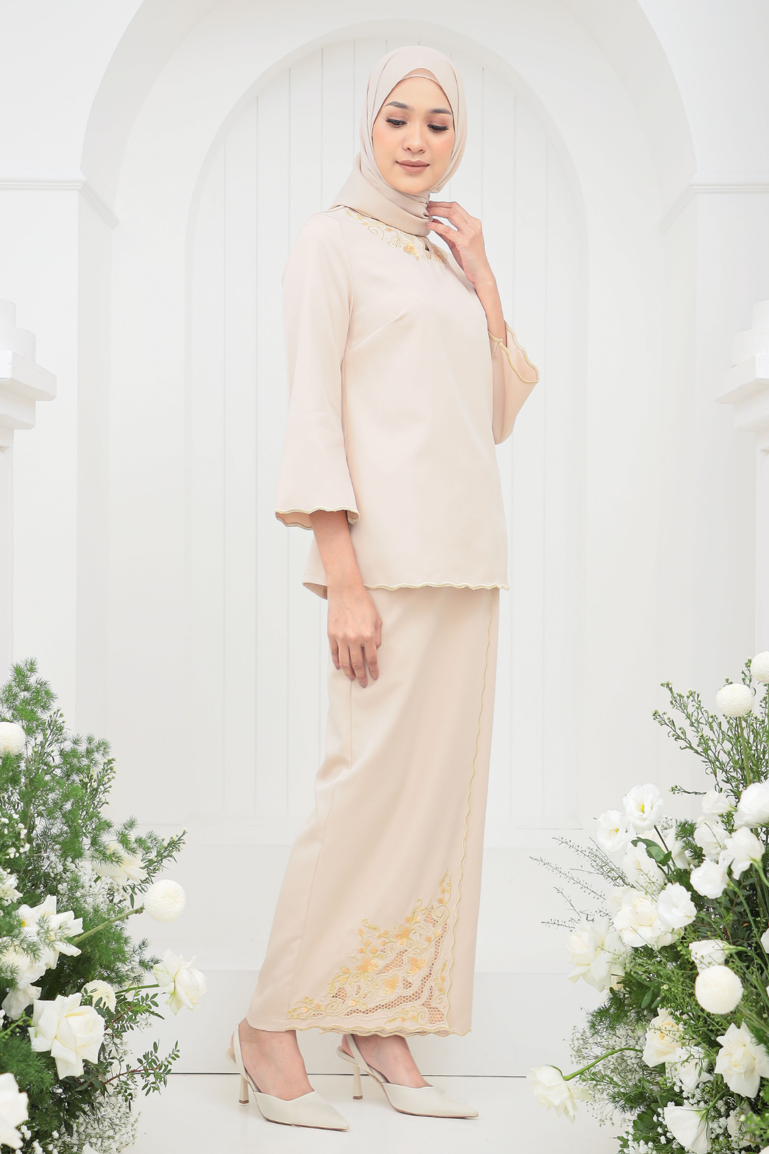 Kioshi Plus Size Ribbon Kurung in Champagne main image 1