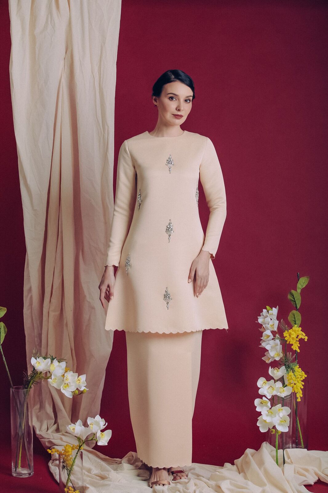 Myravallyn Online Fashion Malaysia Modest Clothing Baju Kurung Chempaka Kurung Champagne