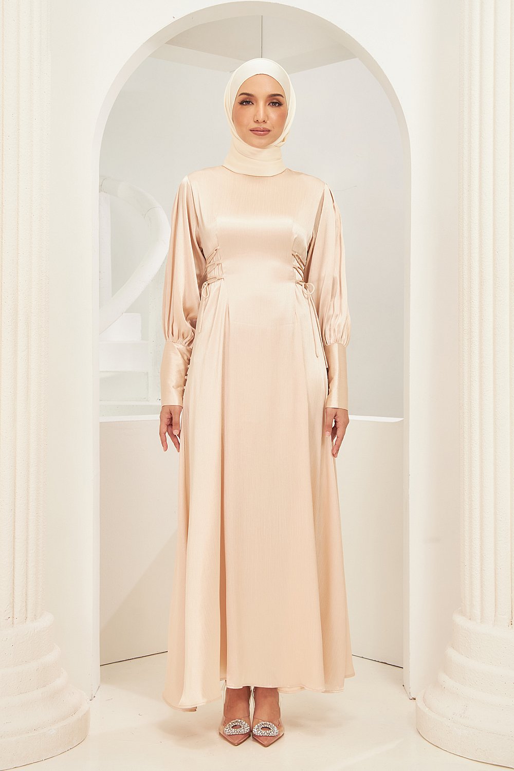 Rhea Abaya Dress in Nude