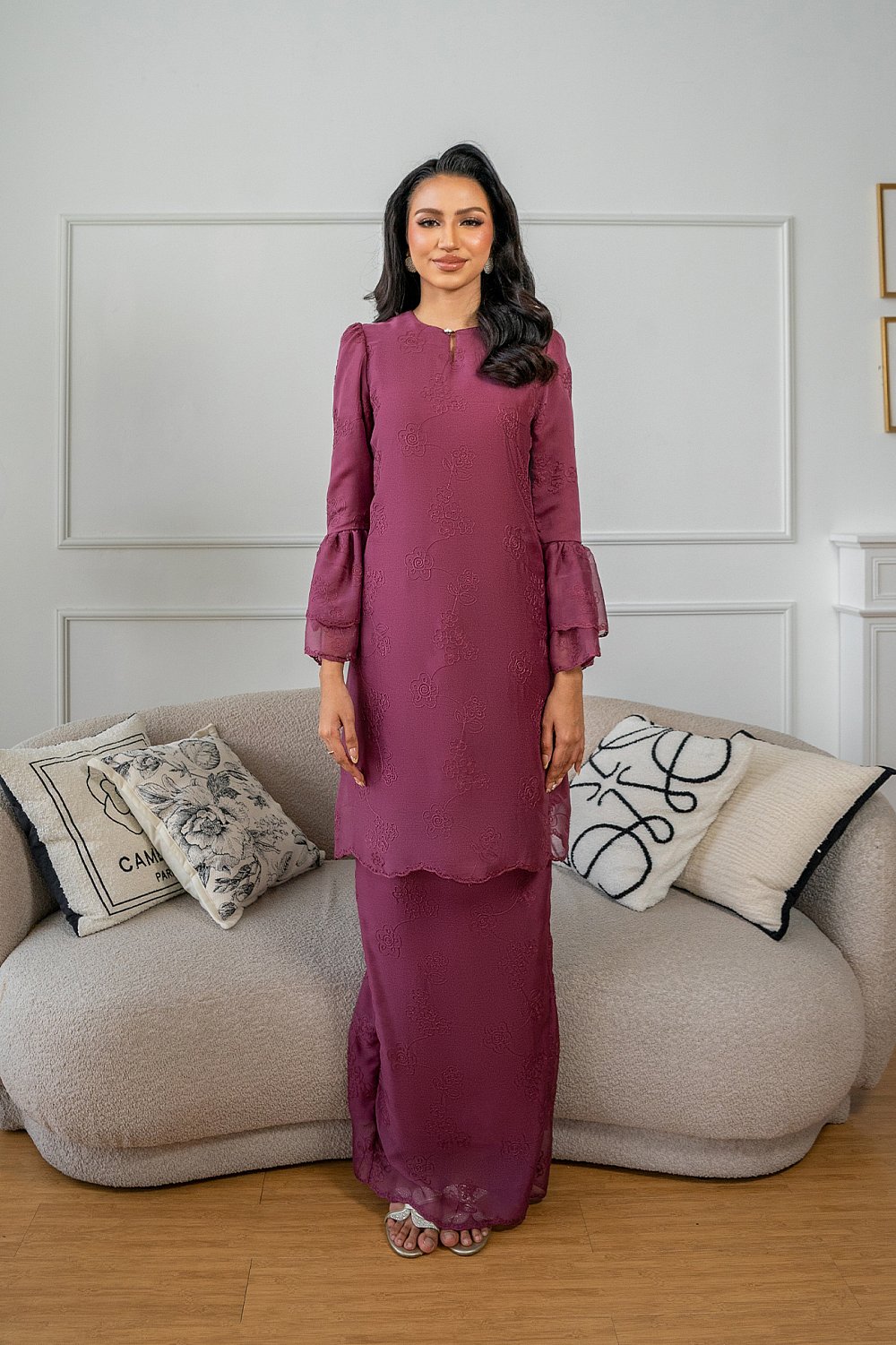 Vienna Kurung Pahang in Plum